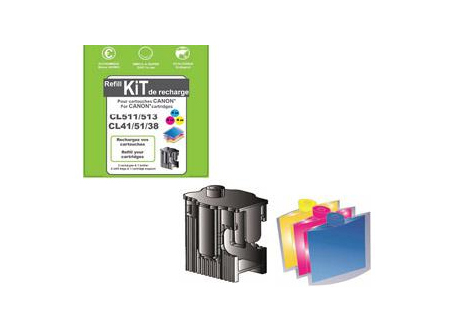Tintes uzpildes komplekts Canon CL511/513/41/51/38 krāsains 3x4ml